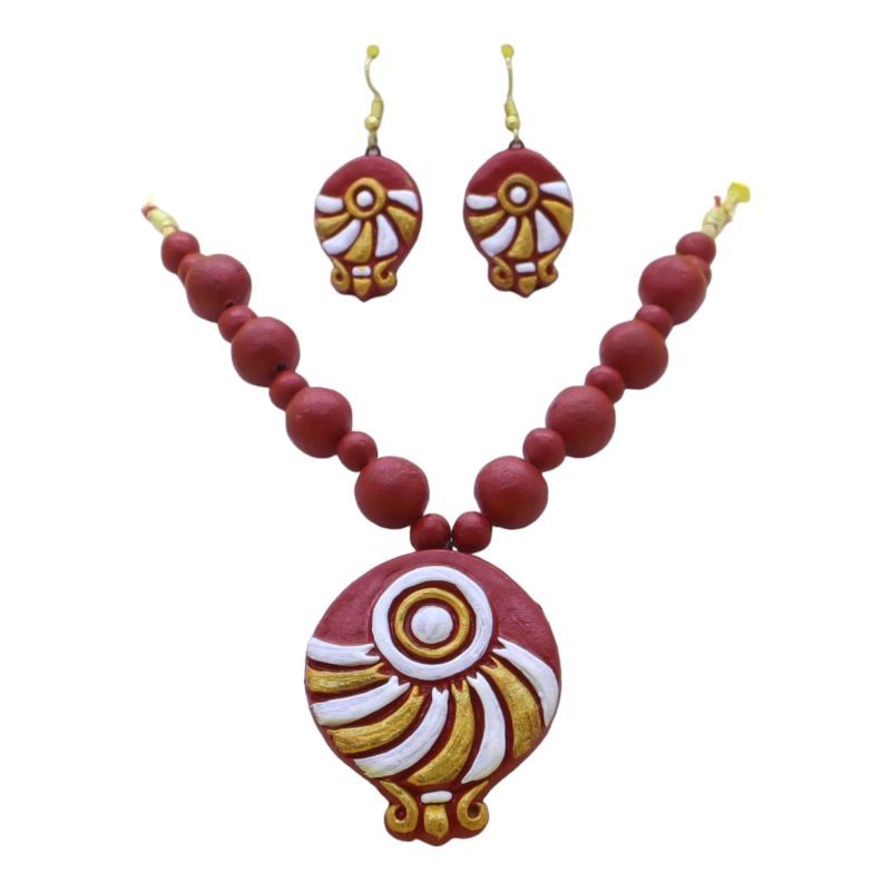 Terracotta Necklace With Earrings 1 - BongoArt