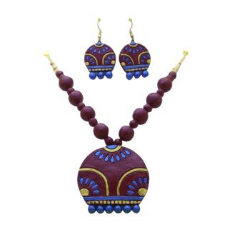 Terracotta Necklace With Earrings 2 - BongoArt